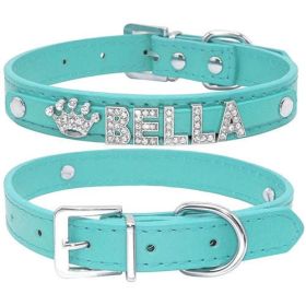 Puppy Dog Collars Personalized (Color: Blue, size: M)