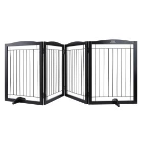 VEVOR Free Standing Dog Gate, 32" H x 96.5" W Freestanding Pet Gate, 4 Panels Foldable Dog Gate for Wide and Narrow Passageways (Function: Foldable, Width: 96.5 inches)
