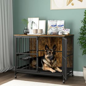 Modern Kennel Dogs room up to 80 LB, Dog crate furniture with Multi-Purpose (Color: Antique brown)