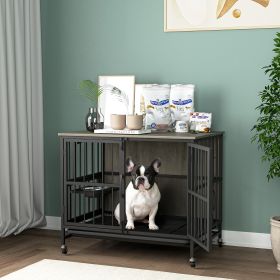 Modern Kennel Dogs room up to 60 LB, Dog crate furniture with Multi-Purpose (Color: Antique Gray)