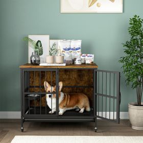 Modern Kennel Dogs room up to 60 LB, Dog crate furniture with Multi-Purpose (Color: Antique brown)