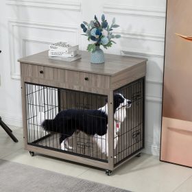 Dog Crate Furniture, Wooden Dog Crate End Table, (Color: as Pic)