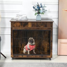 Dog Crate Furniture, Indoor Pet Crate End Table for Small Dog, (Color: as Pic)