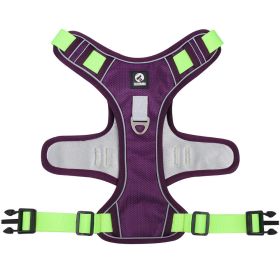 dog Harnesses; Cross border New Pet Towing Rope Vest Large Dog Chest Strap Reflective Explosion proof Flushing Dog Towing Rope (Specification (L * W): XL, Colour: Purple)