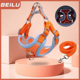 dog Harnesses and dog leash set; Pet Chest Strap Vest Dog Strap Small Dog Rope Wholesale Reflective Dog Towing Rope (Specification (L * W): S, Colour: Red)