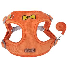 dog Harnesses and dog leash set; Pet Traction Rope Vest Pet Chest Strap Small and Medium Dog Strap Reflective Dog Walking Rope Wholesale (Specification (L * W): S, Colour: Orange)