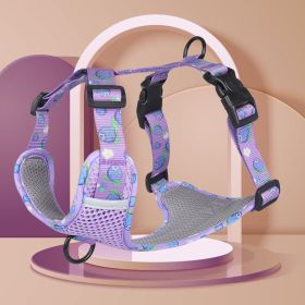 dog Harnesses; New style dog chest strap vest type big dog chest strap explosion-proof flush walking dog rope reflective pet traction rope (Specification (L * W): M, Colour: Purple)
