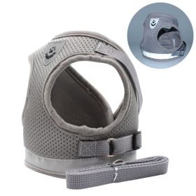 dog Harnesses and dog leash set; Pet Chest Strap Vest Dog Towing Rope Reflective Breathable Dog Rope Pet Supplies Wholesale (Specification (L * W): S, Colour: silver grey)