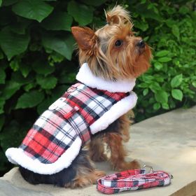 Dog Harness Coat RED & White Plaid (size: X-Small)