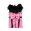 Wool Dog Coat Harness and Fur Collar with Matching Leash