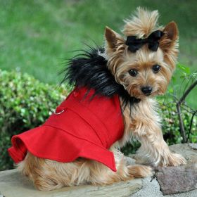 Dog Coat Harness and Fur Collar with Matching Leash (size: X-Small)